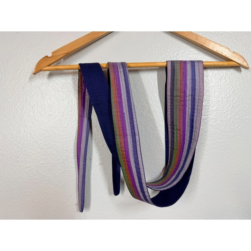 Silk Belt Women's Purple Striped Silk Obi‎ Sash Quilted Handmade India 72